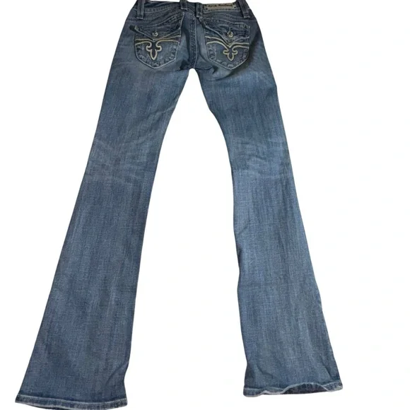 Rock Revival Women’s Jeans Size 28 Blue Bootcut Fluer-De-Lis Denim Stretch Fade - Picture 3 of 13